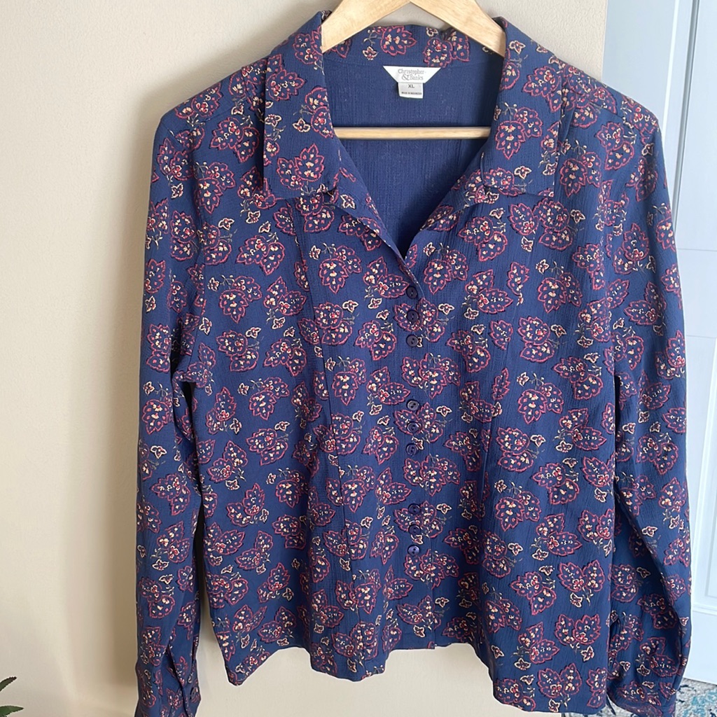 Christopher & Banks Leaf Pattern Button Down